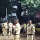 सासाराम में स्थिति को नियंत्रित करती पुलिस।