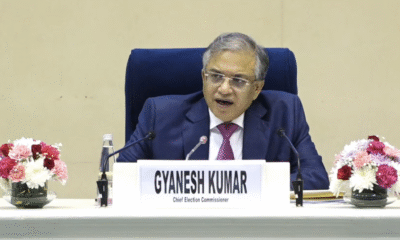 नई दिल्ली में प्रेस कॉन्फ्रेंस के दौरान मुख्य चुनाव आयुक्त ज्ञानेश कुमार