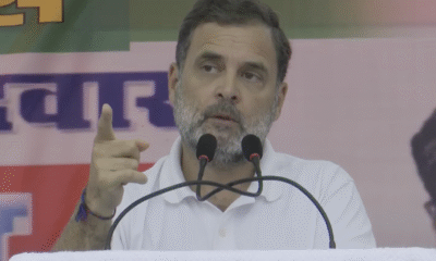 मुजफ्फरपुर में जनसभा को संबोधित करते राहुल गांधी।