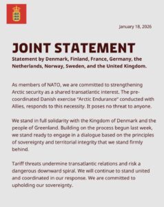 आठ देशों की ओर से संयुक्त बयान जारी किया गया है।