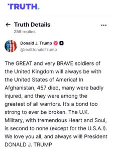 ट्रूथ सोशल पर ट्रंप का पोस्ट
