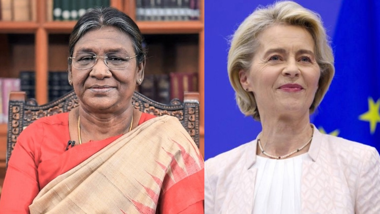 भारतीय राष्ट्रपति द्रोपदी मुर्मू एवं यूरोपीय आयोग की अध्यक्ष उर्सुला वॉन डेर लेयेन।