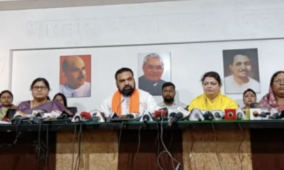 प्रेस कॉन्फ्रेंस के दौरान सीएम सम्राट चौधरी व NDA सरकार की विधायक। (screen grab - X/Samrat4BJP)