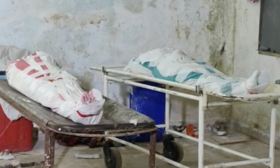 नालंदा पोस्टमार्टम हाउस में रखा महिला व उनकी बेटी का शव।