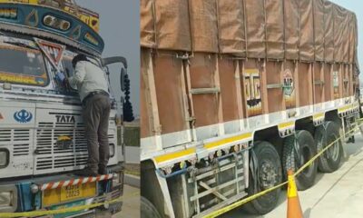 ट्रक को सील करके जांच करती पुलिस